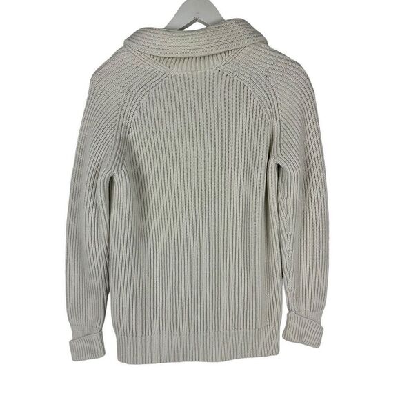 Lands End Women’s Cream Button Front Shawl collar Sweater size Small - Picture 2 of 6